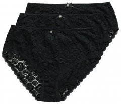 Ulla Popken 853495 Bragas de flores pack de 3 Negro