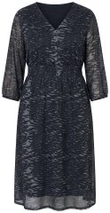 Ulla Popken 853620 Vestido midi con estampado animal y manga 3/4 Negro