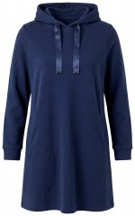 Ulla Popken 853652 Vestido de terciopelo con capucha Azul marino