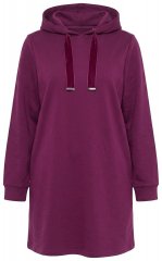Ulla Popken 853652 Vestido de felpa de manga larga con capucha Rojo baya