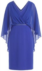 Ulla Popken 853675 Vestido de gasa con manga 3/4 Azul
