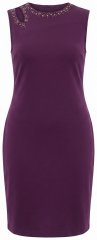 Ulla Popken 853766 Vestido ceñido con strass Ciruela