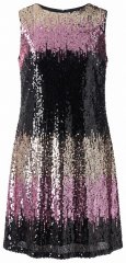 Ulla Popken 853768 Vestido de lentejuelas de rayas Negro