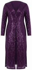 Ulla Popken 853770 Chaqueta de lentejuelas Ciruela