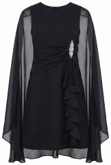 Ulla Popken 853774 Vestido con volantes Negro