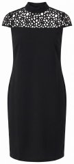 Ulla Popken 853808 Vestido de manga corta con cuello alto Negro