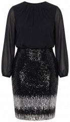 Ulla Popken 853810 Vestido de lentejuelas Negro