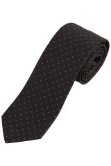 JP1880 853822 Corbata de seda de lunares extralarga Negro