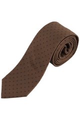 JP1880 853822 Corbata de seda de lunares extralarga Marrón oscuro