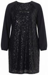 Ulla Popken 853871 Vestido de lentejuelas Negro