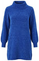 Ulla Popken 854602 Vestido de punto de manga larga con cuello alto Azul