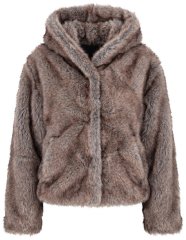 Ulla Popken 854617 Chaqueta de pelo sintético Beige