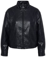 Ulla Popken 854795 Chaqueta biker de polipiel Negro