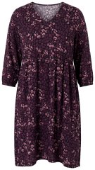 Ulla Popken 855270 Vestido de jersey estampado con cuello de pico Negro
