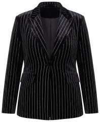Ulla Popken 855499 Blazer de terciopelo con strass Negro