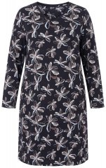Ulla Popken 856129 Camisón de flores de algodón orgánico Negro