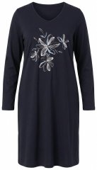 Ulla Popken 856132 Camisón de flores Negro