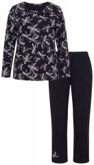 Ulla Popken 856134 Pijama de flores Negro
