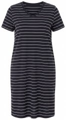 Ulla Popken 856135 Camisón de rayas de algodón orgánico Negro