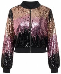 Ulla Popken 857747 Chaqueta de lentejuelas Negro