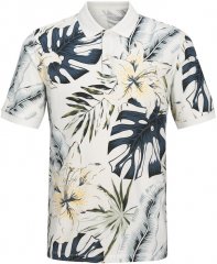 Jack & Jones Hawaii AOP Short Sleeve Polo White