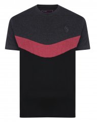 Kam Jeans Contrast Colours Crew Neck Tee Charcoal