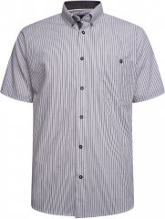 Kam Jeans 6321 Casual Stripe Short Sleeve Shirt Charcoal