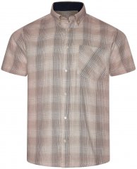 Kam Jeans 6382 Camisa Cuadros Texturizada de Manga Corta Beige