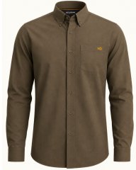 Motley Denim Lisbon Long Sleeve Shirt Dark Khaki