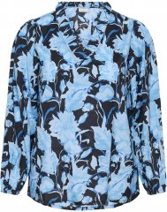 Kaffe Curve Sasja Blusa de manga larga Blue Snake Flower