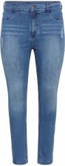 Kaffe Curve Laurina Vaqueros Washed/Destroyed Blue Denim