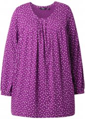 Ulla Popken Pleated Confetti Print Long Sleeve Tee Light Plum