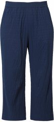 Ulla Popken Textured Elastic Waist Cropped Pants Navy