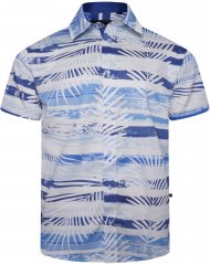 Kam Jeans 6065 Faded Leaf Short Sleeve Shirt Blue