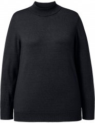 Ulla Popken Long Sleeves Mock Turtleneck Sweater Black