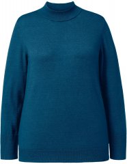 Ulla Popken Long Sleeves Mock Turtleneck Sweater Emerald Green