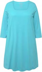 Ulla Popken Square Neckline Knit Swing A-line Pocket Tunic Turquoise Green