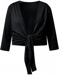 Ulla Popken Versatile Surplice Wrap Tie Hem Bolero Top Black