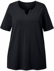 Ulla Popken Essential Notch Neck Stretch Tee Black