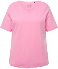 Ulla Popken Double Layer Rounded V-Neck Slim Fit Tee Light Pink