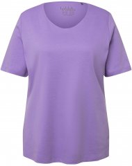 Ulla Popken Double Layer Rounded V-Neck Slim Fit Tee Pale Lilac