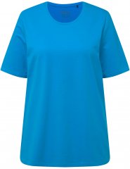 Ulla Popken Essential Round Neck Stretch Tee Sapphire Blue