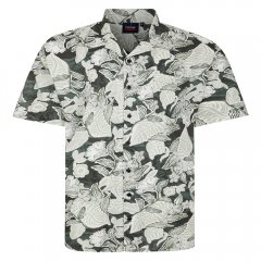 Espionage SH434 camisa de manga corta con estampado de hojas verde