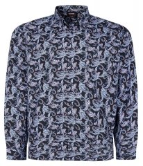 Espionage SH459 Paisley Camisa de manga larga azul marino/print