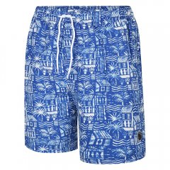 Espionage SW097 Bañador con Estampado Hawaiano Azul Royal/Blanco