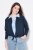 Ulla Popken 827116 Bolero con cuello alto de mezcla de lino Azul marino - Boleros - 