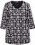 Ulla Popken Snowflake Print 3/4 Sleeve A-Line Tee Black - Camisetas estampadas para mujer - 