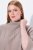 Ulla Popken 844996 Poncho de canalé de merino con cuello vuelto Marrón claro - Ponchos y capas - 