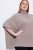 Ulla Popken 844996 Poncho de canalé de merino con cuello vuelto Marrón claro - Ponchos y capas - 