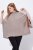 Ulla Popken 844996 Poncho de canalé de merino con cuello vuelto Marrón claro - Ponchos y capas - 